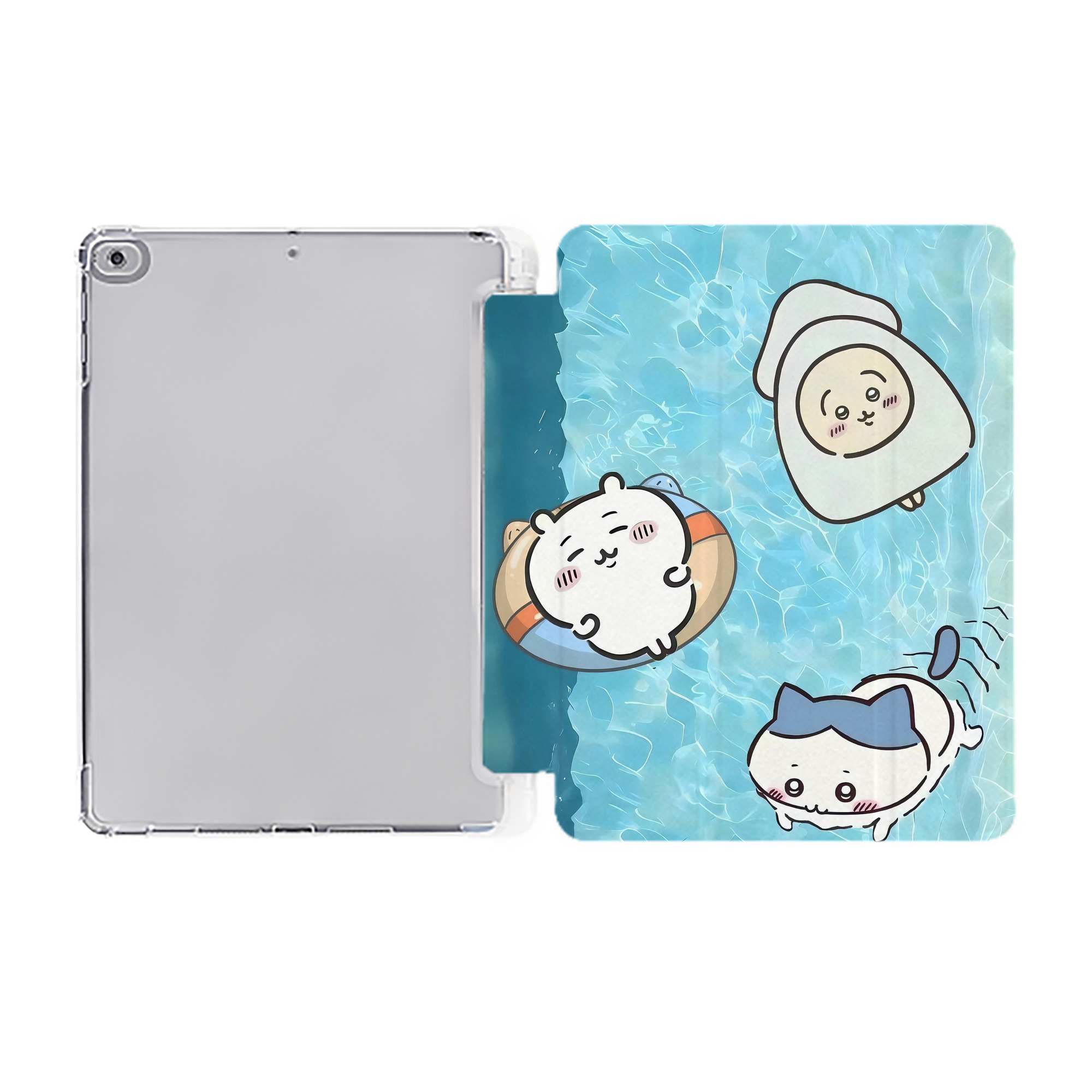 （画像用） ちいかわ Chii-kawa IPad ケース ペン収納付き 三つ折りスタンド PUレザー×シリコン 対応機種9.5/10.5/10.9インチ
